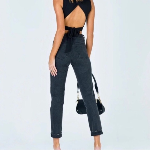 Princess Polly 100% Cotton slim fit straight ankle mom jean 0-2 24-26” gray wash - Picture 9 of 13